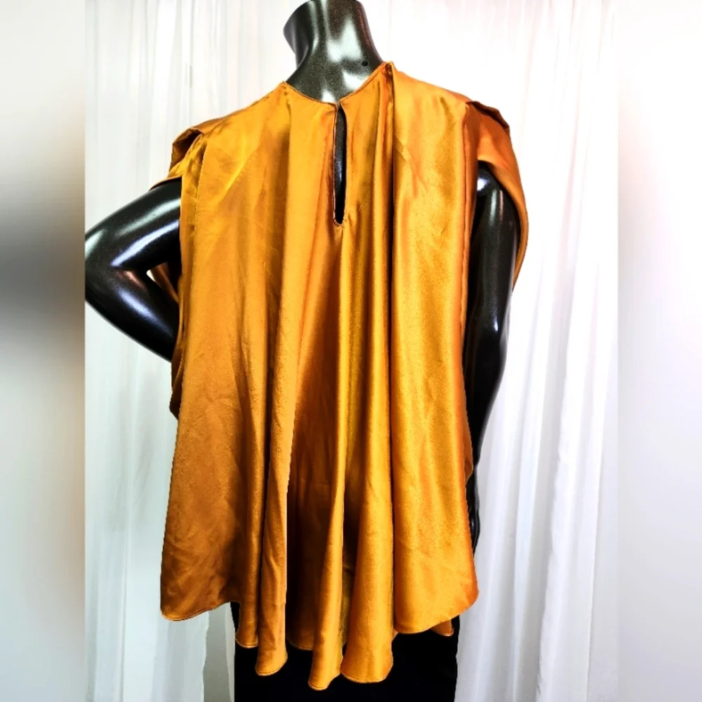 ✨️Amanda Uprichard Antique Bronze Blouse 100% Silk Mannequin Worn Only✨️ - Picture 6 of 16